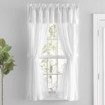 Alverson Premium 100% Cotton Solid Hemstitch Semi-Sheer Rod Pocket Curtain Panels with Tie-Backs (Set of 2) - Chic Decora