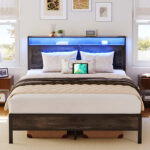 Alverstone Metal Bed Frame with Headboard and Charging Station - Chic Decora