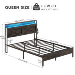 Alverstone Metal Bed Frame with Headboard and Charging Station - Chic Decora