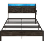 Alverstone Metal Bed Frame with Headboard and Charging Station - Chic Decora