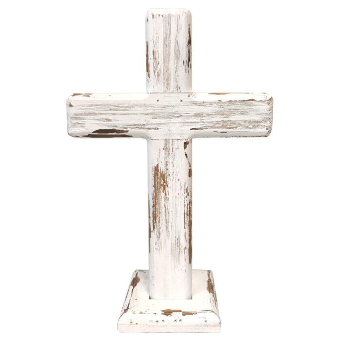 Alycee Decorative Distressed Wood Standing Cross - Chic Decora