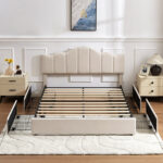 Amariss Upholstered Metal Platform Storage Bed and Built-In Outlets - Chic Decora