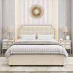 Ambir Upholstered Storage Bed with 4 Drawers, Platform Bed Frame with Adjustable Tufted Headboard - Chic Decora