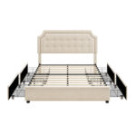 Ambir Upholstered Storage Bed with 4 Drawers, Platform Bed Frame with Adjustable Tufted Headboard - Chic Decora