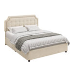 Ambir Upholstered Storage Bed with 4 Drawers, Platform Bed Frame with Adjustable Tufted Headboard - Chic Decora