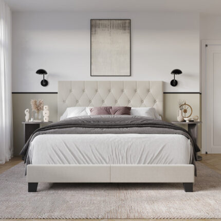 Ambrey Upholstered Standard Bed - Chic Decora