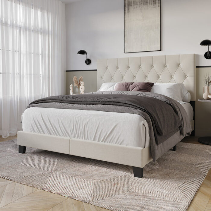 Ambrey Upholstered Standard Bed - Chic Decora