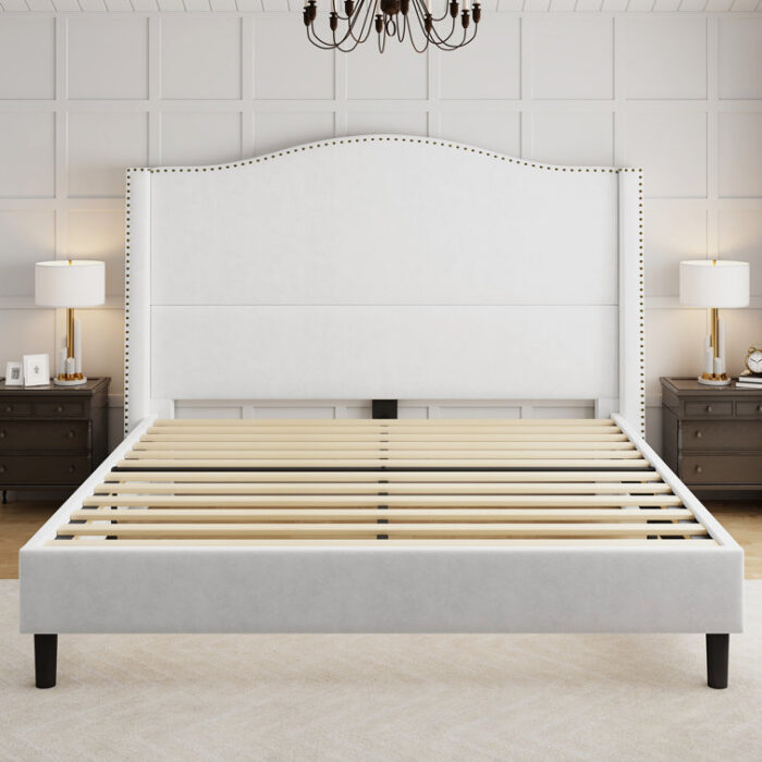 Ameera Upholstered Metal Platform Bed - Chic Decora