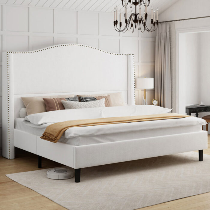 Ameera Upholstered Metal Platform Bed - Chic Decora