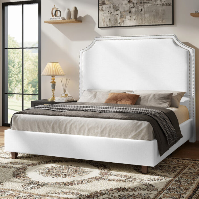 Ameere Upholstered Metal Platform Bed - Chic Decora