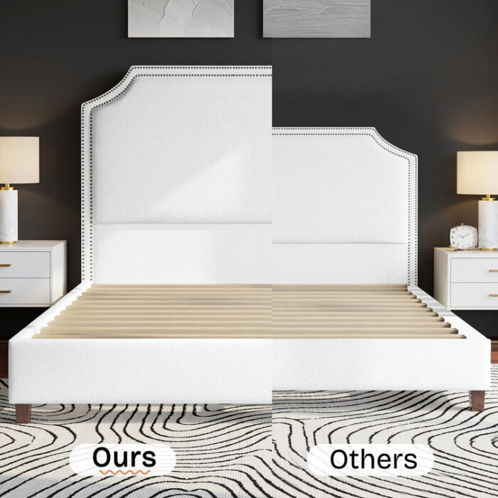 Ameere Upholstered Metal Platform Bed - Chic Decora