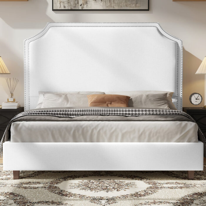 Ameere Upholstered Metal Platform Bed - Chic Decora