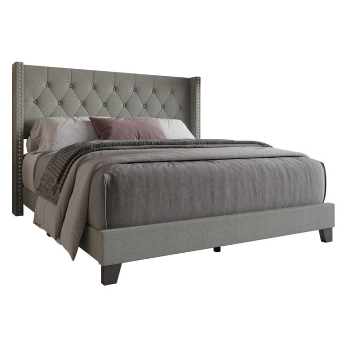 Ameire Upholstered Wingback Bed - Chic Decora