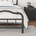 Amylia Double Wave Headboard and Footboard Heavy Duty Anti-sway 14in High Steel Tube Iron Bed with Storage - Chic Decora