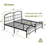 Amylia Double Wave Headboard and Footboard Heavy Duty Anti-sway 14in High Steel Tube Iron Bed with Storage - Chic Decora