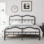 Amylia Double Wave Headboard and Footboard Heavy Duty Anti-sway 14in High Steel Tube Iron Bed with Storage - Chic Decora