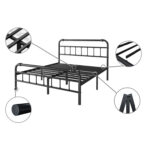 Amylia Heavy Duty Anti-sway 14-inch Steel Tube Iron Bed with Decorative Ball 40 Headboard - Chic Decora