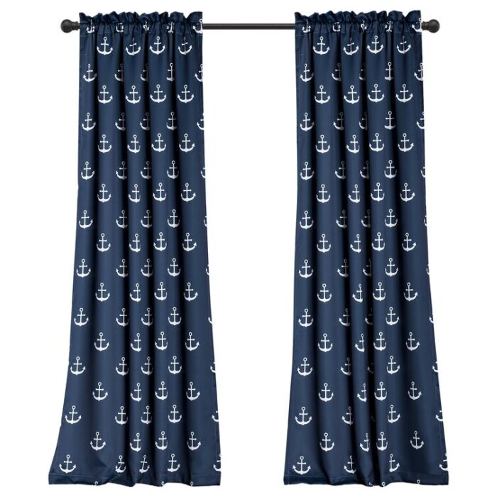 Anchor Polyester Room Darkening Curtain Pair (Set of 2) - Chic Decora