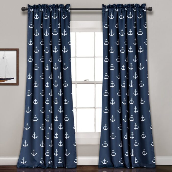 Anchor Polyester Room Darkening Curtain Pair (Set of 2) - Chic Decora