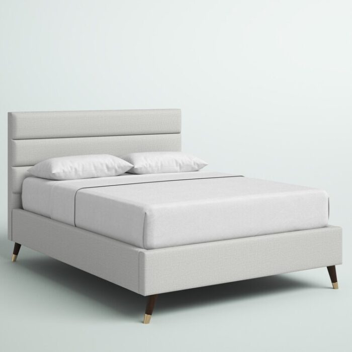 Anchoretta Mid Century Modern Upholstered Bed Frame, Tufted Headboard, No Box Spring Needed - Chic Decora