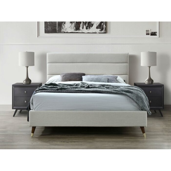 Anchoretta Mid Century Modern Upholstered Bed Frame, Tufted Headboard, No Box Spring Needed - Chic Decora