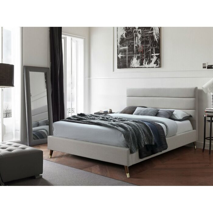 Anchoretta Mid Century Modern Upholstered Bed Frame, Tufted Headboard, No Box Spring Needed - Chic Decora