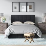 Andam Linen Upholstered Standard Bed, 4 Drawer Storage Platform Bed - Chic Decora