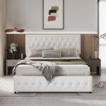 Andam PU Upholstered 4 Drawer Storage Platform Bed Frame with Tufted Adjustable Headboard - Chic Decora