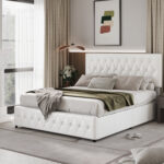 Andam PU Upholstered 4 Drawer Storage Platform Bed Frame with Tufted Adjustable Headboard - Chic Decora