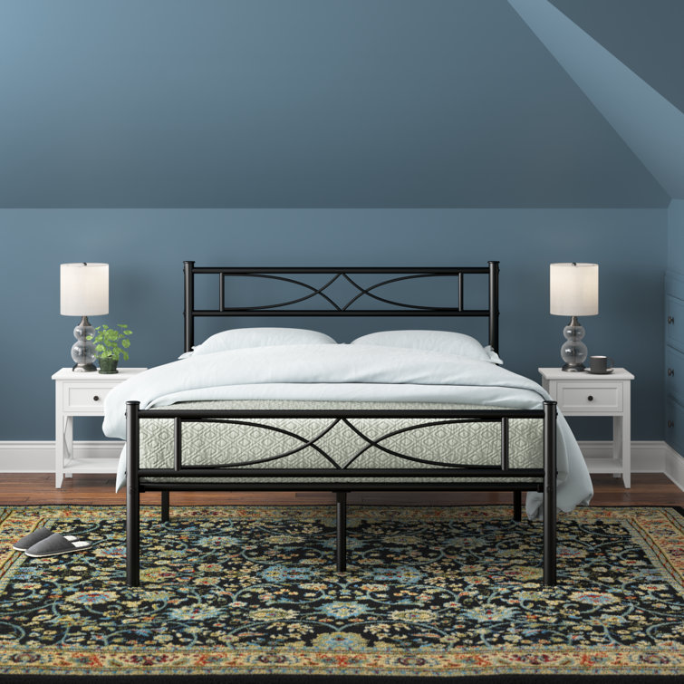 Anelis Metal Bed Frame Platform Bed Mattress Foundation with Curved Design Headboard & Footboard - Chic Decora