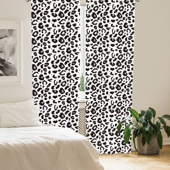 Animal Print Semi-Sheer Rod Pocket Curtain Panels (Set of 2) - Chic Decora