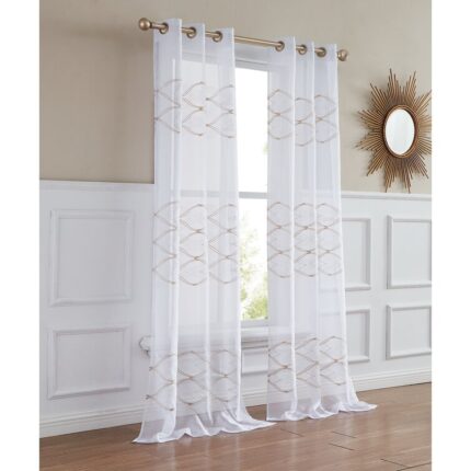 Lucky Brand Synthetic Solid Sheer Rod Pocket Curtain Panels (Set of 2) - Chic Decora