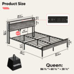 Annice Platform Bed Frame with LED Storage Headboard and Charging Stations - Chic Decora