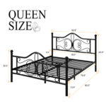 Anterrio Metal Open-Frame Bed with Butterfly Pattern Design Headboard and Footboard - Chic Decora