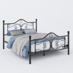 Anterrio Metal Open-Frame Bed with Butterfly Pattern Design Headboard and Footboard - Chic Decora