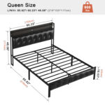 Antioch Bed Frame with USB Ports and LED Lights, Upholstered Bed with Storage Shelves, PU Leather Beds - Chic Decora