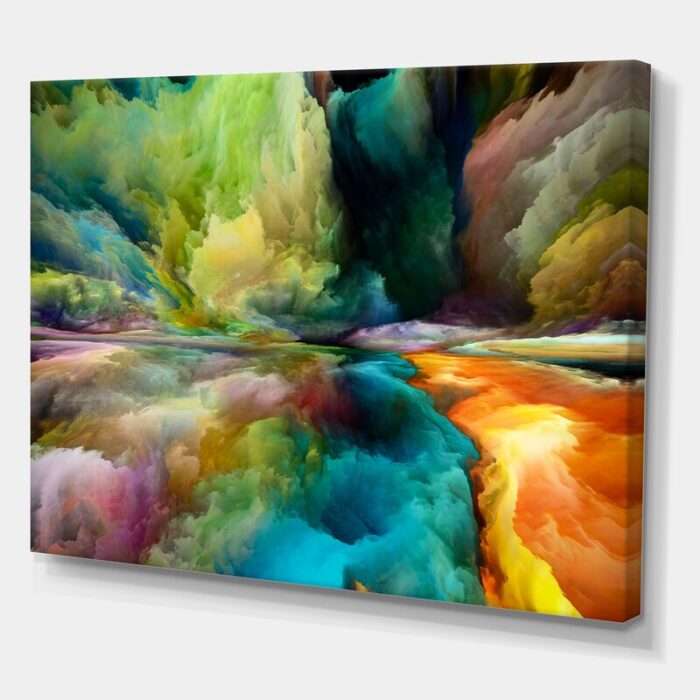 Antonio Colorful Motion Gradients of Surreal Mountains and Clouds – Painting on Canvas - Chic Decora