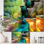 Antonio Colorful Motion Gradients of Surreal Mountains and Clouds – Painting on Canvas - Chic Decora