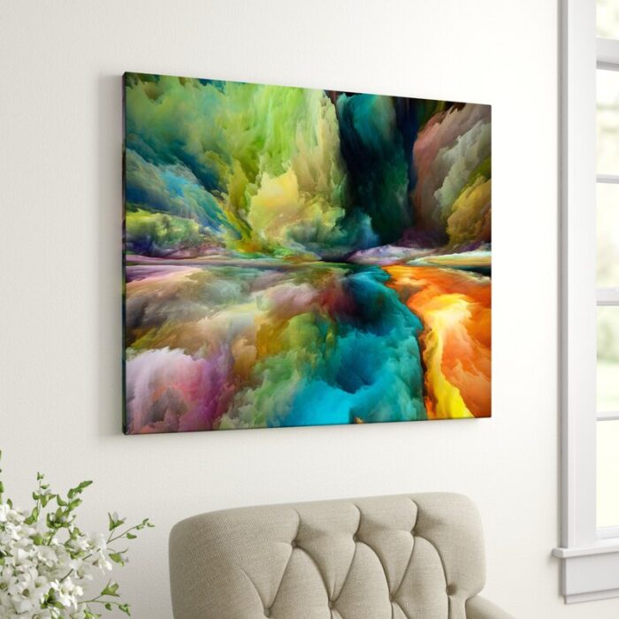 Antonio Colorful Motion Gradients of Surreal Mountains and Clouds – Painting on Canvas - Chic Decora