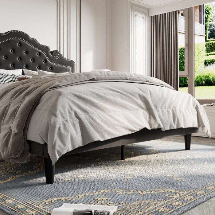 Antonious Upholstered Metal Platform Bed - Chic Decora