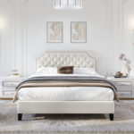 Aoiffe Tufted Upholstered Platform Bed with Adjustable Headboard - Chic Decora