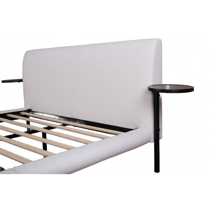 Arcola Upholstered Platform Bed with Side Tray - Chic Decora