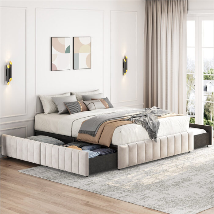 Argjirulla Upholstered Platform Storage Bed - Chic Decora