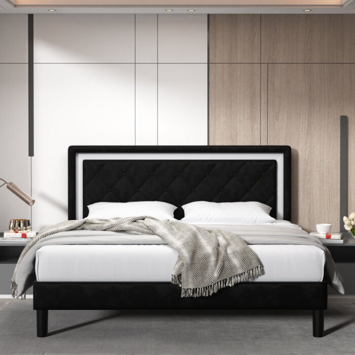 Arielis Upholstered Platform Bed - Chic Decora