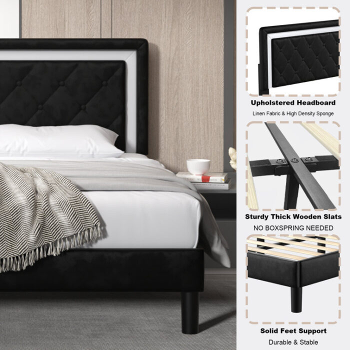 Arielis Upholstered Platform Bed - Chic Decora