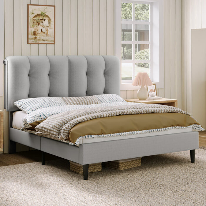 Arlet Upholstered Platform Bed - Chic Decora