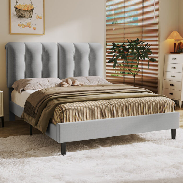 Arlet Upholstered Platform Bed - Chic Decora