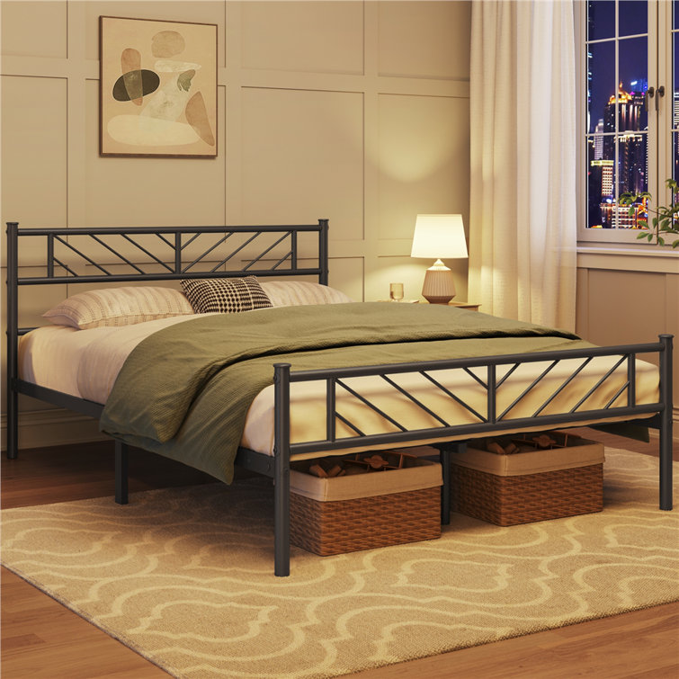 Armanni Platform Bed Frame with Design Headboard - Chic Decora