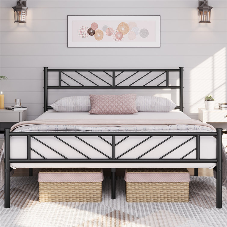 Armanni Platform Bed Frame with Design Headboard - Chic Decora