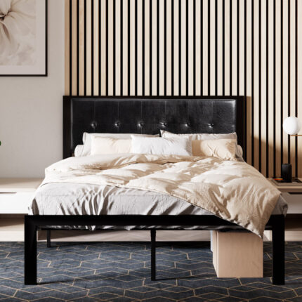 Armarni Upholstered Metal Platform Bed - Chic Decora